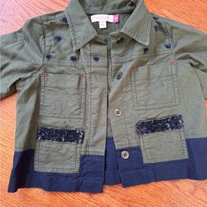 Pink Chicken Olive Button Down Shirt with Black Accents